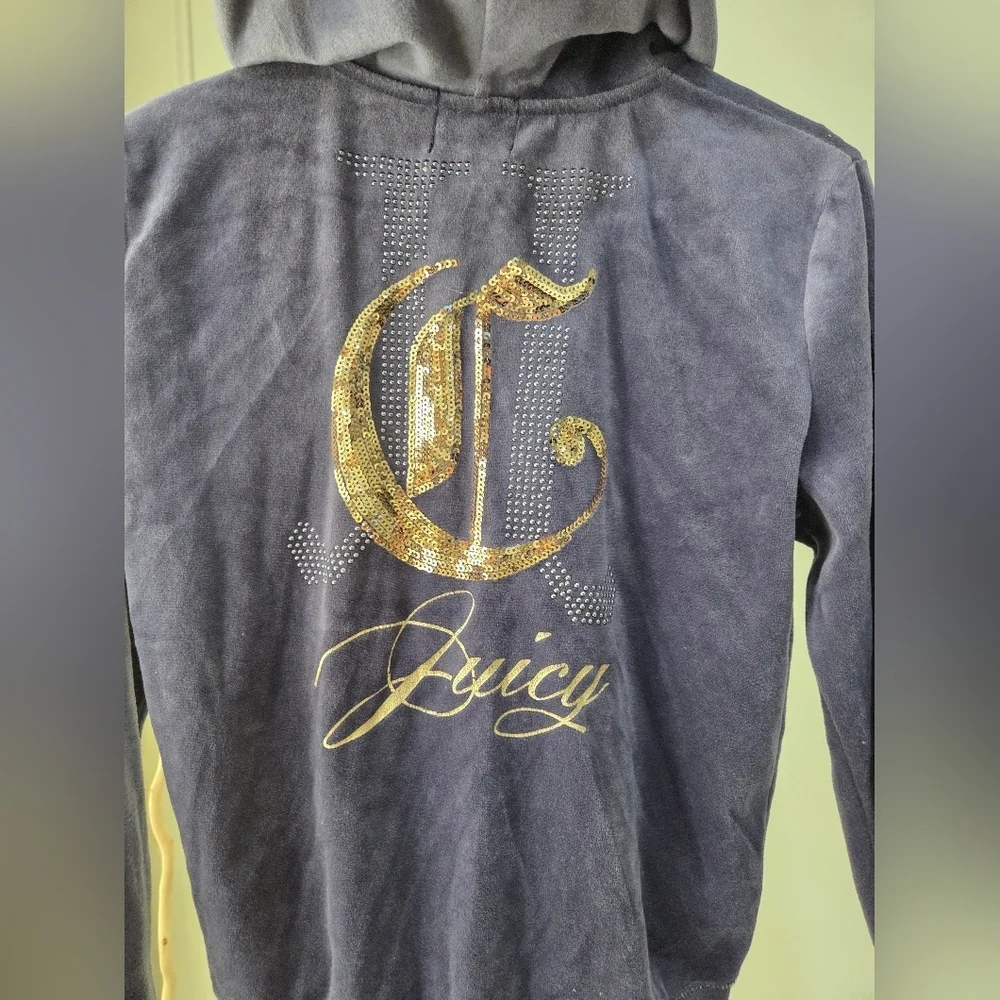 NWT Juicy Couture Blue /gray Hoodie Velourtrackpants Sz.S - Picture 4 of 13